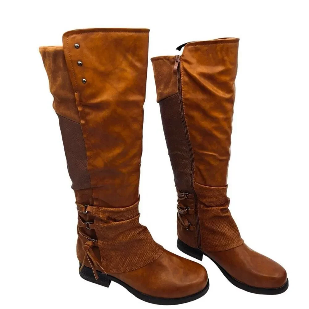 Patrizia MAXIE Manmade Leather Riding Boots By Spring Step Women’s 41 Camel
